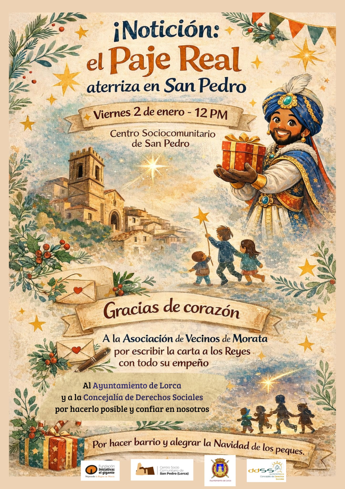 Visita del Paje Real al Centro Sociocomunitario de San Pedro en Lorca